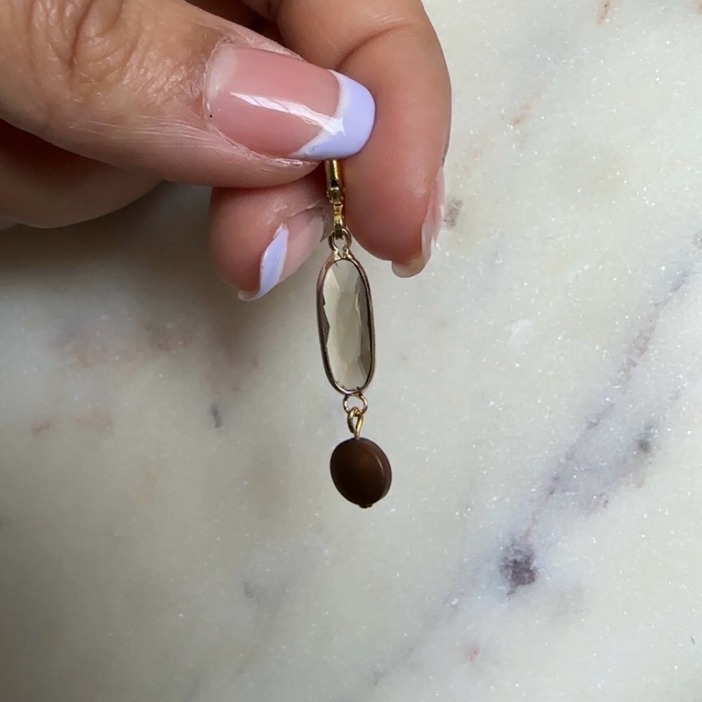 Elegant Gold and Brown Dangle Earrings